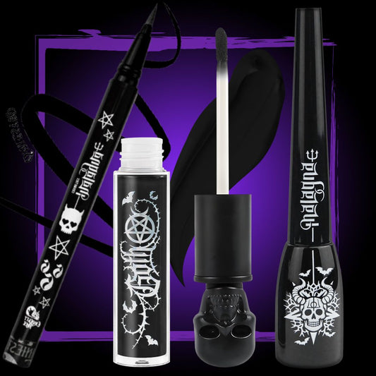 Kit Labial Negro Matte indeleble + 2 Delineadores negros indelebles