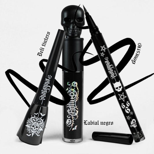 Kit Labial Negro GLOSS + 2 Delineadores negros indelebles