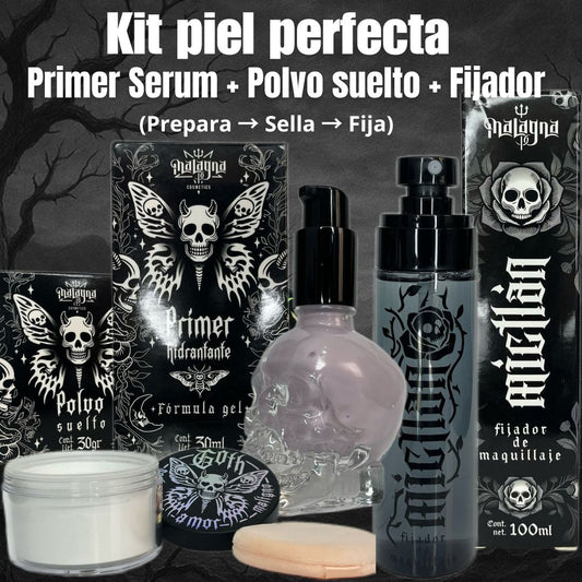 KIT PIEL PERFECTA | Primer + polvo + fijador